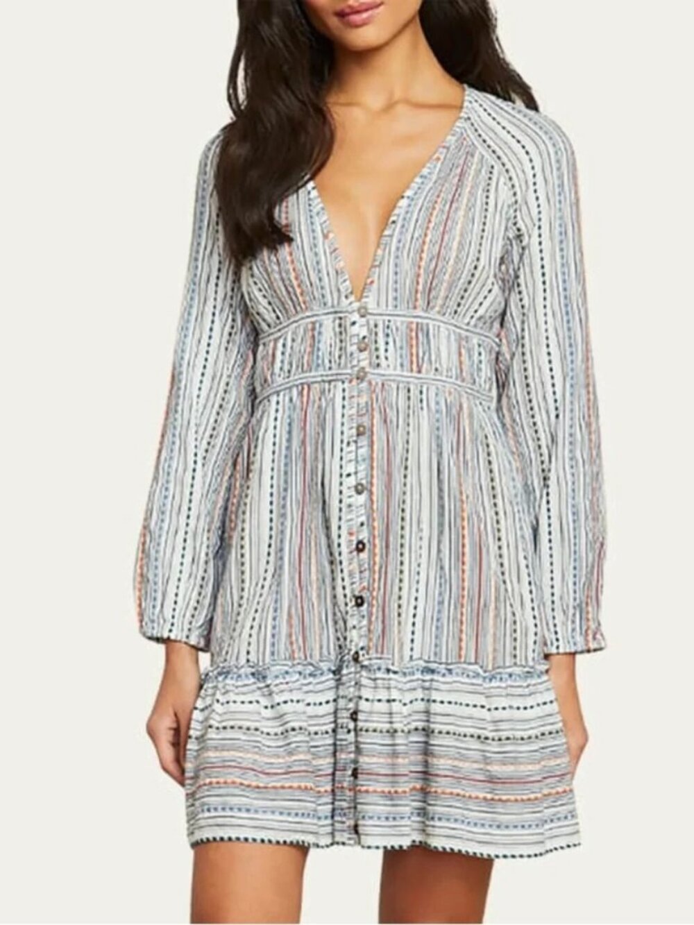 Veronica Beard Suzie‎ Striped Mini Dress Long Sleeve Multicolor Size S